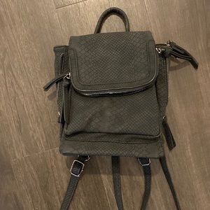 Black faux snakeskin mini backpack